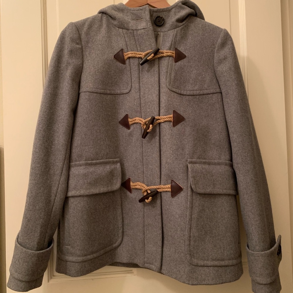Grey Melton wool toggle coat
